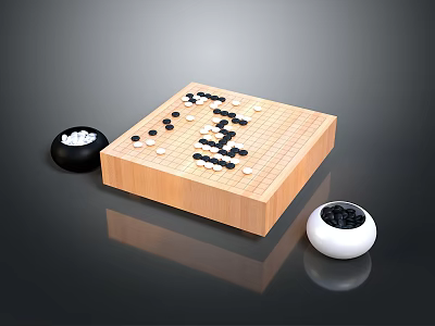 Wooden Tea Set With Tray Cups And Black White Caddies On Grey Background 3d model Wooden Tea Set With Tray Cups And Black White Caddies On Grey Background 3d model