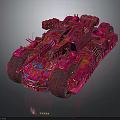 Pink Armored Vehicle With Intricate Mechanical Structures And Large Wheels