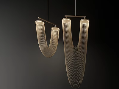 Modern Pendant Chandeliers With U Shaped Fabric Shades And Linear Design 3d model