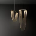 Modern Pendant Chandeliers With U Shaped Fabric Shades And Linear Design