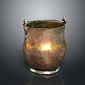 Vintage Copper Household Decorative Vessel With Intricate Handles And Patina Surface Finish