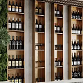 Commercial Bar Equipment With Wine Racks Pendant Lights And Green Plants