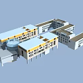 Modern School Building Design With Connected Multi Story Blocks And Flat Roofs 3d model