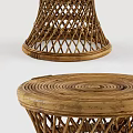 Natural Rattan Round Woven Stools With Handmade Design For Home Decor