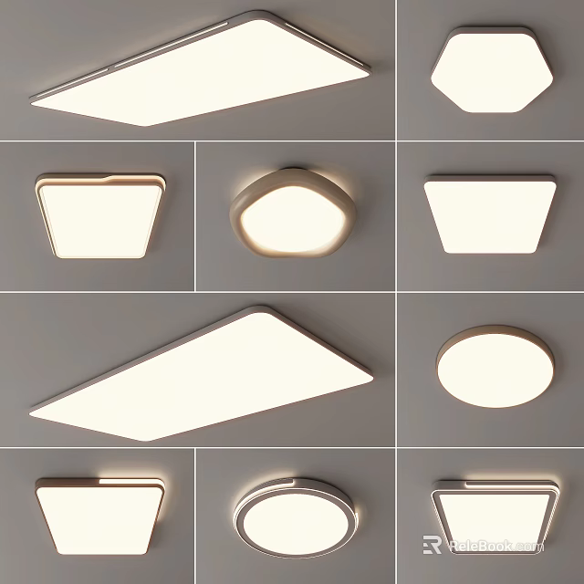 Modern Ceiling Lights Assorted Designs Square Round Shapes Bright Lighting For Living Spaces 3d model