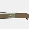 Modern Wooden Landscape Seat With Metal Armrests And Integrated Green Plants