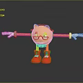 Game Movie Character Yellow Cartoon Wearing Black Hat Glasses And Red Shoes With Arms Outstretched