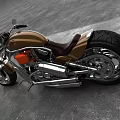 Stylish Custom Motorcycle Design With Brown Leather Seat Chrome Engine And Large Wheels