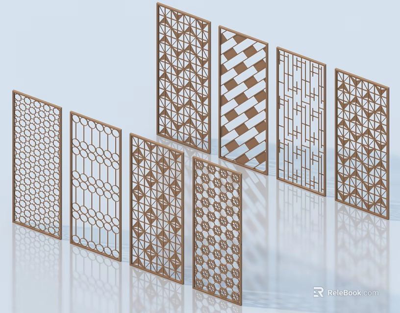 Decorative Room Dividers Featuring Diverse Intricate Patterns for Interior Design and Space Partitioning 3d model