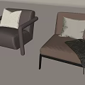 Nordic Vintage Single Sofa Balcony Casual Lazy Sofa Ironwork Sofa Chair Italian-style Sofa Chair with or without Armrests 3d model