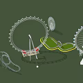 Amusement Rides Featuring Ferris Wheel Roller Coaster and Thrilling Attractions in Theme Park