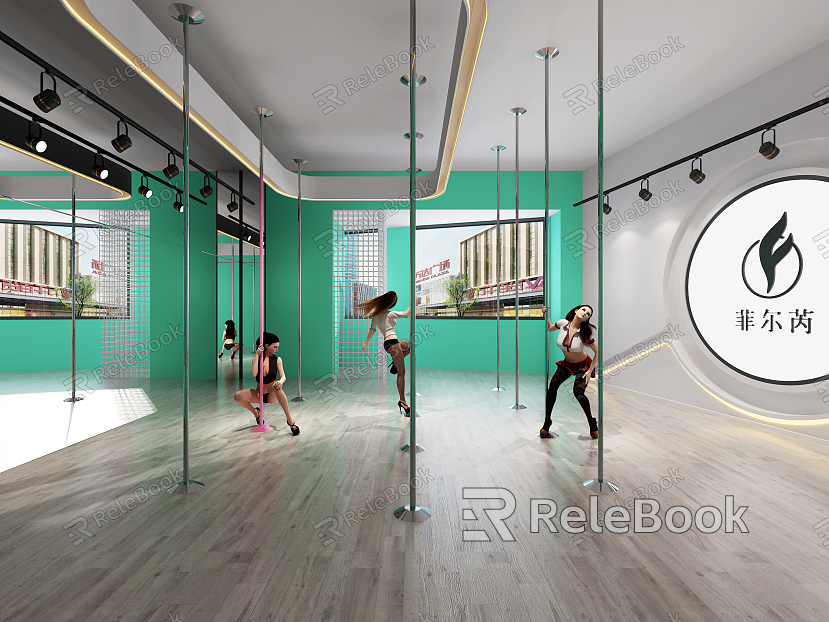 Modern Dance Room Pole Dance Classroom model