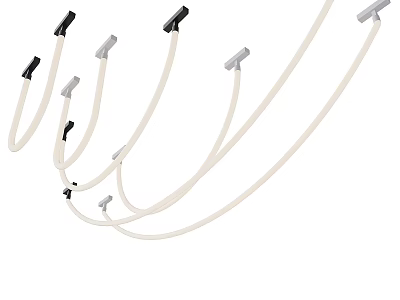 Sleek Modern Chandelier With White Curved Cables And Black Metal Accents 3d model