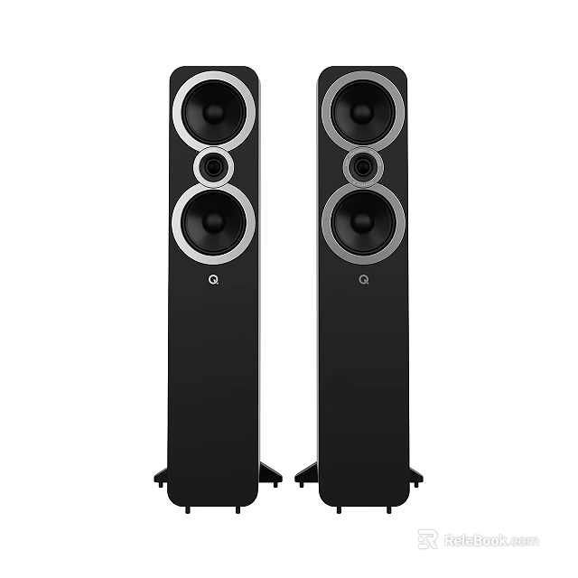 Sleek Black Floor Standing Speakers With Multiple Circular Drivers For Home Sound System 3d model 