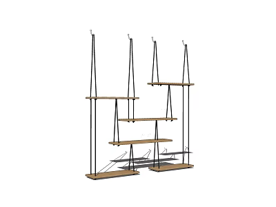 Modern Minimalist Shelving Unit With Multiple Wooden Layers And Metal Frame Design 3d model