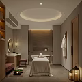Modern SPA Sauna Interior With Massage Table Bathtub Plush Towels And Soft Lighting