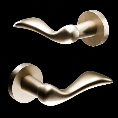 Sleek Modern Golden Metal Door Handles with Elegant Design for Home Decoration 3d model