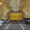 Modern Golden Hotel Lobby With Chandelier Sofa And Reception Desk Interior Design
