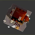 Cartoon Scene Of Multi story Red Roof Building With Balconies Shop Front And Lantern