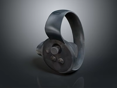 Black Circular Computer Hardware Component With Metal Bolt Mechanical Structure 3d model