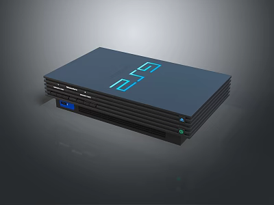 Modern Black Gaming Entertainment Device with Blue LED Display and Sleek Design 3d model