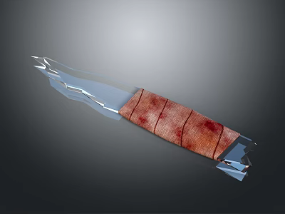 Metal Knife With Sharp Blade And Red Wrapped Cloth Handle 3D Rendered Design 3d model
