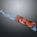 Metal Knife With Sharp Blade And Red Wrapped Cloth Handle 3D Rendered Design 3d model