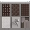 Modern Geometric Wall Decor With 3D Textured Patterns In Brown White And Gray 3d model