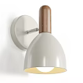 Modern Wall Lamp With Wooden Arm Black Metal Shade And White Base
