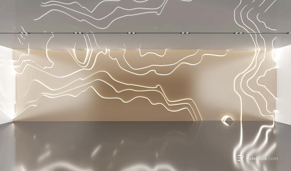 Modern Exhibition Hall Interior With Flowing Curved Lines And Soft Lighting Design 3d model 