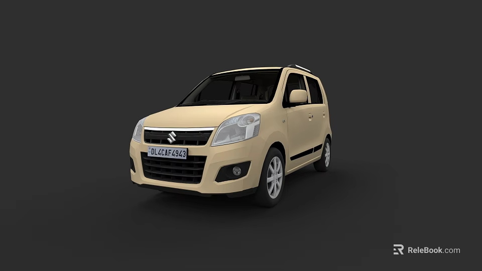 Suzuki Beige Compact Car Front View With Alloy Wheels And Modern Body Design 3d model 