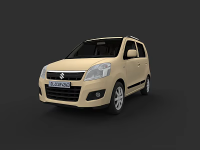Suzuki Beige Compact Car Front View With Alloy Wheels And Modern Body Design 3d model