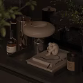 Modern Tabletop Decorative Ornament Set With Lamp Books Scented Bottle Small Figurine And Plants