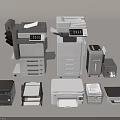 Various Modern Office Appliances Including Printers Scanners And Multifunction Devices 3d model