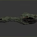 Green Futuristic Spaceship With Detailed Structure For Cosmic Aerospace Exploration Missions