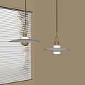 Modern Pendant Lights With White Lampshade And Metallic Frame Design In Indoor Space