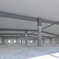 Spacious Industrial Factory Building Featuring Steel Structure Columns Roof Trusses And Windows