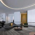 Elegant Modern Living Dining Room Interior With Sofa Dining Table Decorative Painting And Round Rug