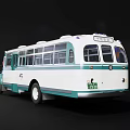 Vintage White And Green Bus With Classic Design And Large Windows