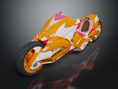 Sleek Orange And White Motorcycle With Futuristic Design And Streamlined Body 3d model