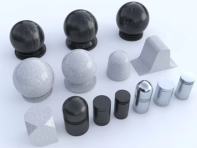 Stone Pier Car Gear Stone Pier Car Gear Stone Round Stone Ball Marble Pier Stainless Steel Car Gear Black Car Gear Stone 3d model