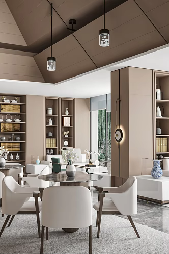 New Chinese-style Reception Area Sales Office Sales Center Foyer Front Desk Negotiation Area Rest Area Club Center 3d model