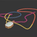 Elegant Golden Necklace With Hexagonal Green Stone Pendant And Chain Design