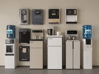 Various Daily Electrical Appliances Including Water Dispensers Coffee Makers And Refrigerators 3d model