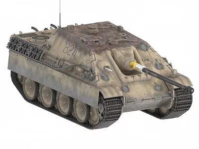 Vintage Military Tank With 321 Number Weathered Camouflage Surface Cannon Barrel And Metal Tracks 3d model