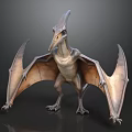 Realistic Pterosaur 3D Model With Spread Wings Crest And Detailed Texture
