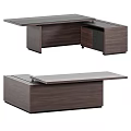 Modern Walnut Wooden Desk With Drawers And Extension Top Design