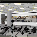Modern Dining Space With Bright Ceiling Lights And Large Windows