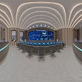 Spacious Modern Control Room With Large Monitoring Screens Control Desks And Ergonomic Chairs