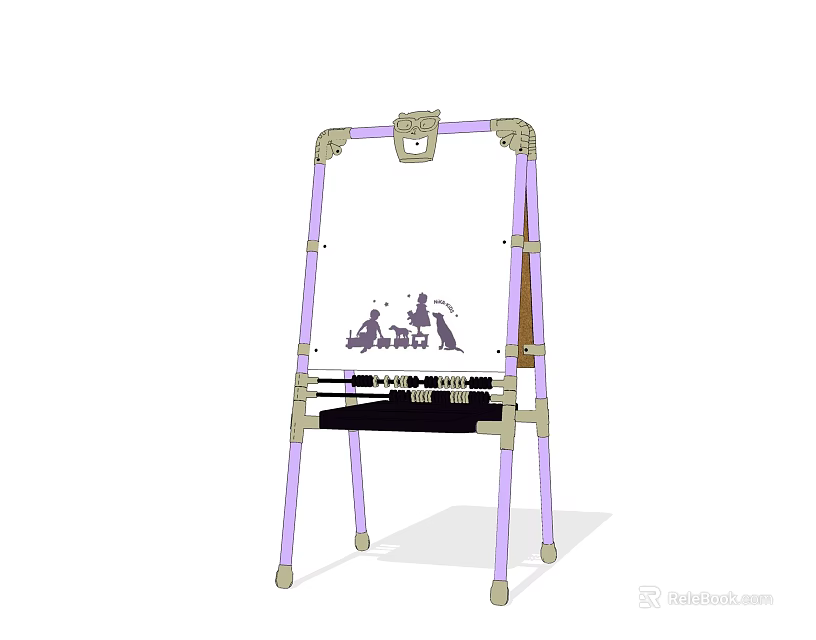 Purple Easel Featuring Musical Instruments And Art Supplies Design Elements 3d model 